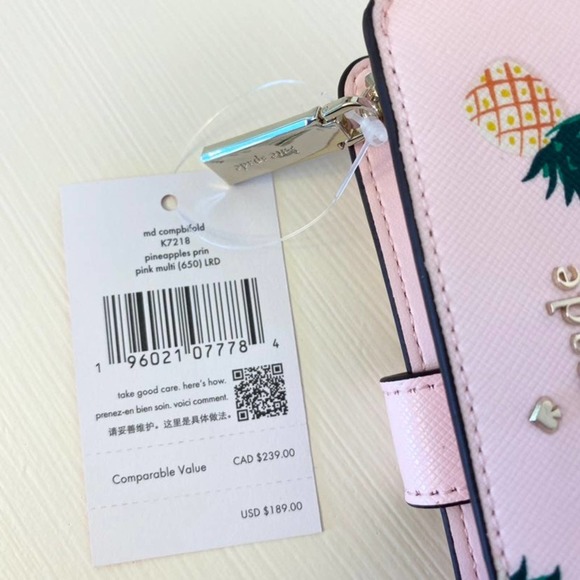 Kate spade staci medium pineapple compact bifold wallet - Picture 4 of 6